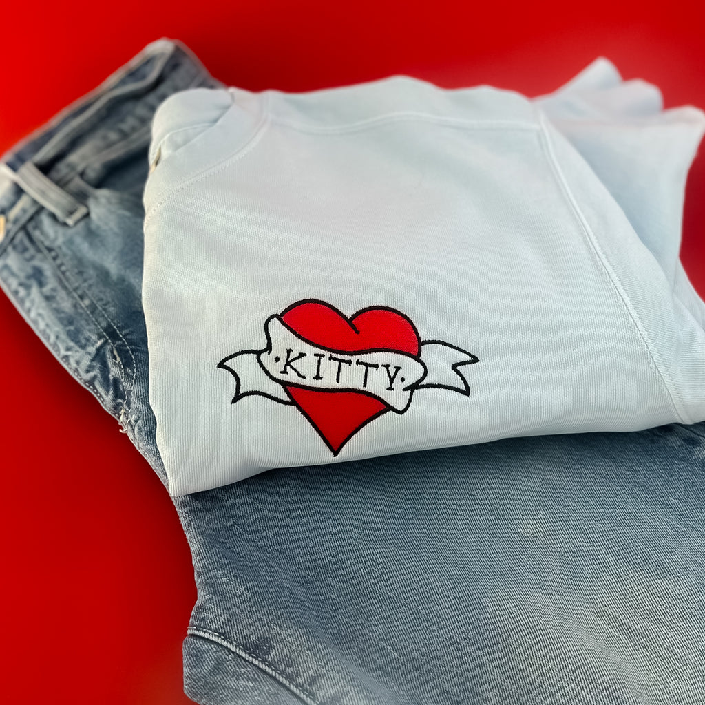 Tattoo Heart Sweatshirt with Custom Name