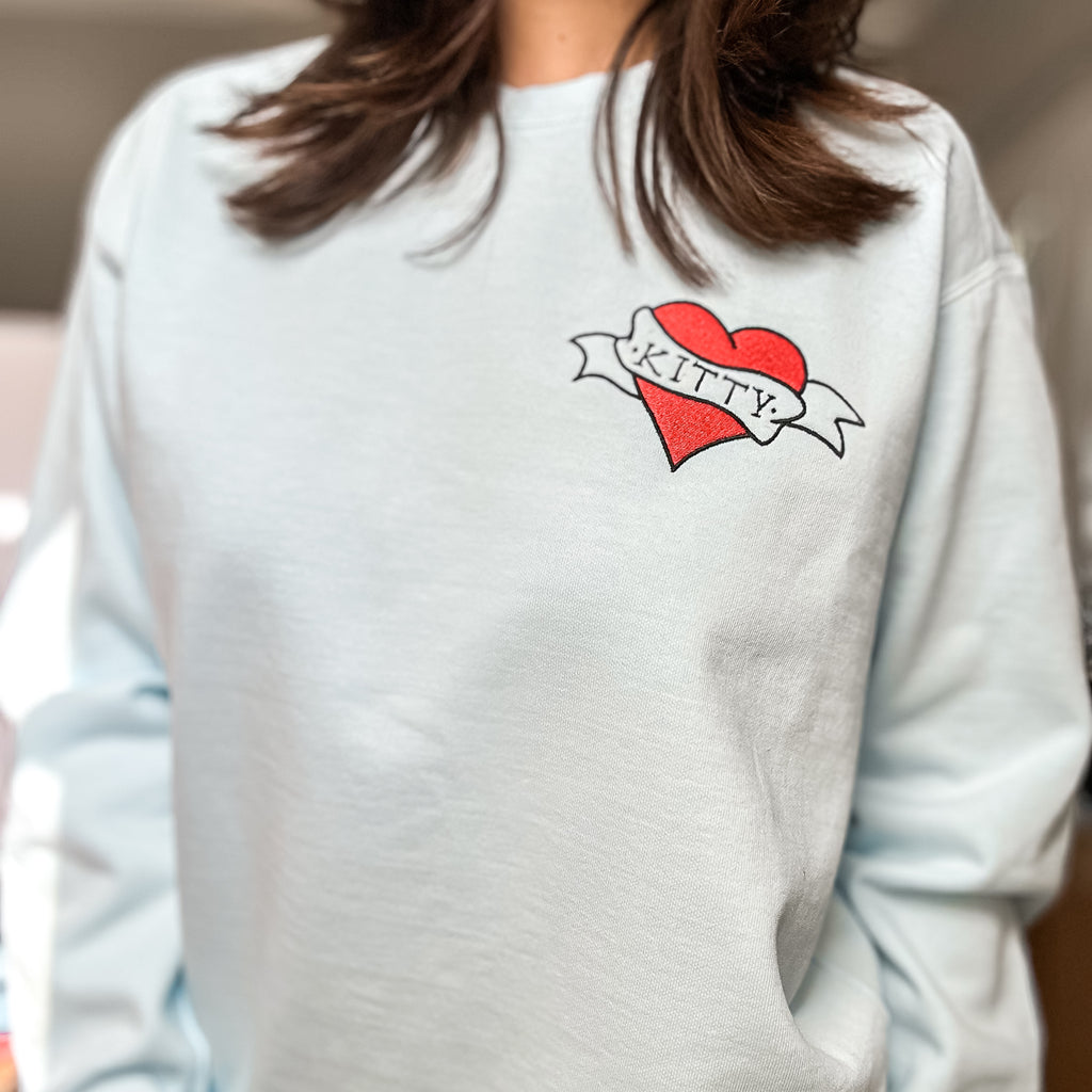 Tattoo Heart Sweatshirt with Custom Name