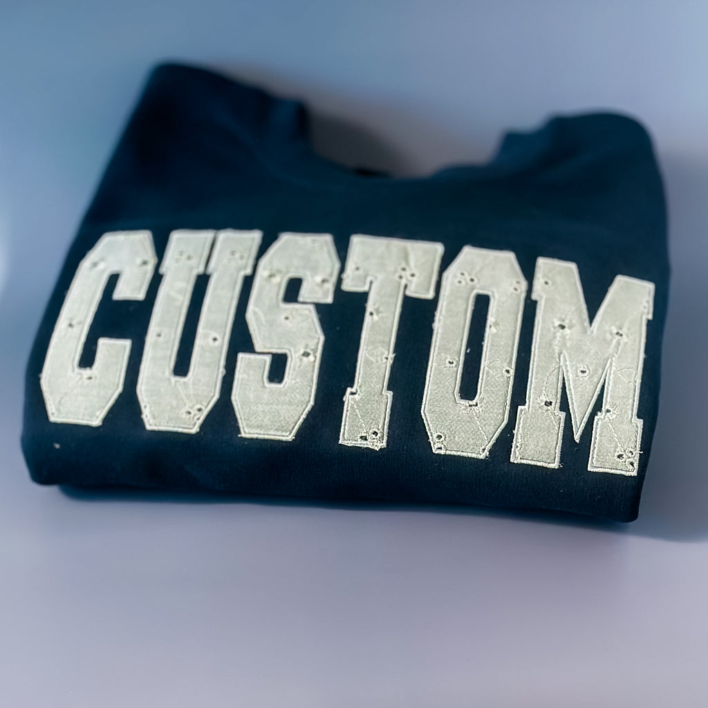 Custom Varsity Eyelet Appliqué Sweatshirt
