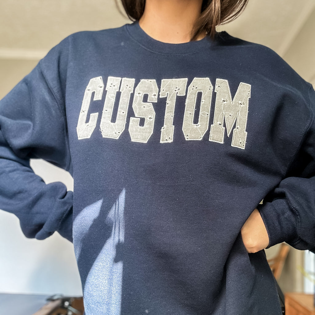 Custom Varsity Eyelet Appliqué Sweatshirt